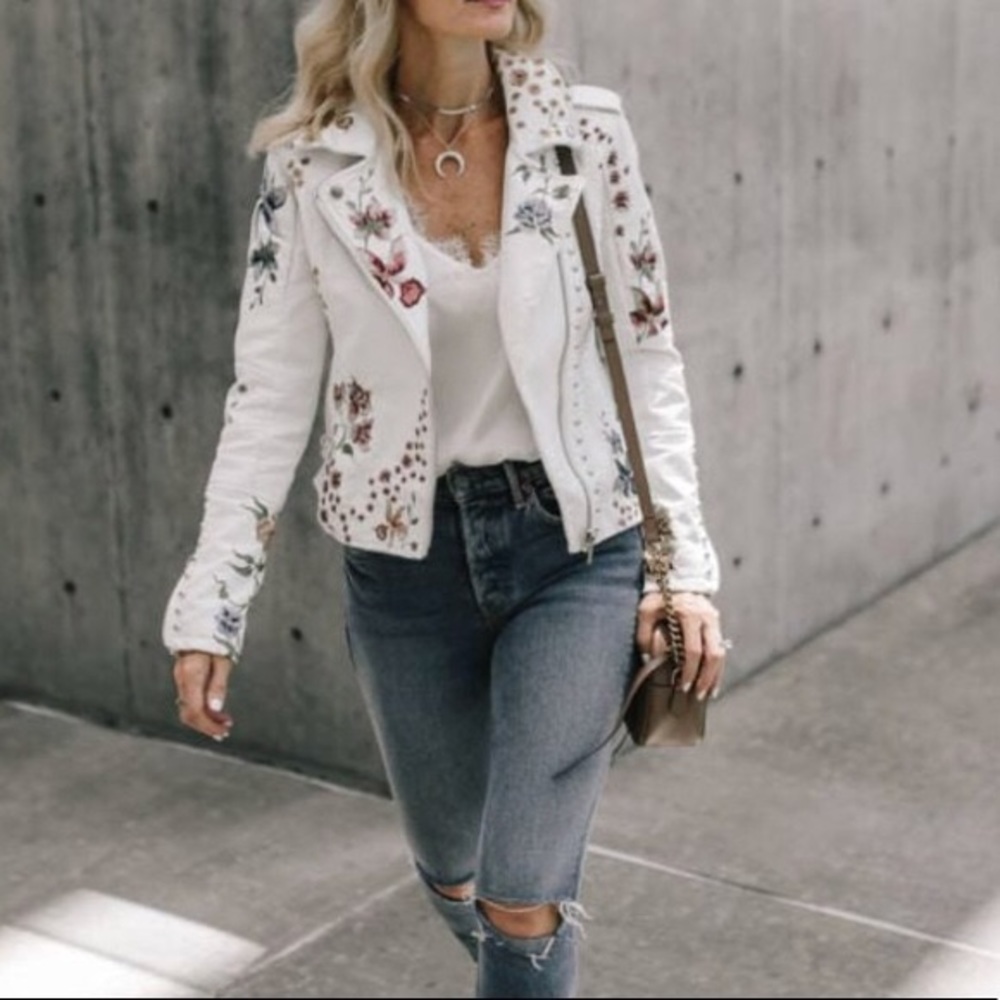 BLANK NYC Creamy White Embroidered Jacket